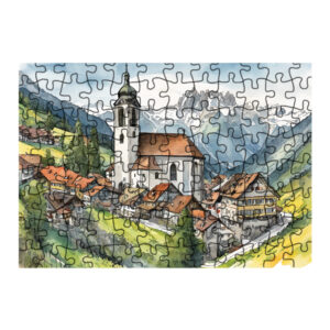 jigsaw puzzle աի գեներացված տնակ լեռներում