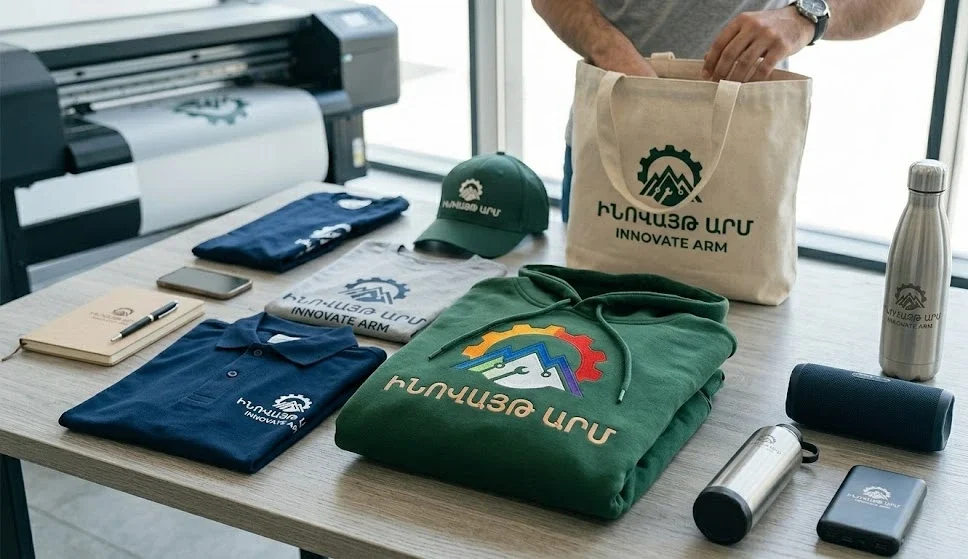 Բրենդավորված հագուստ տպագրություններով և ասեղնագործված