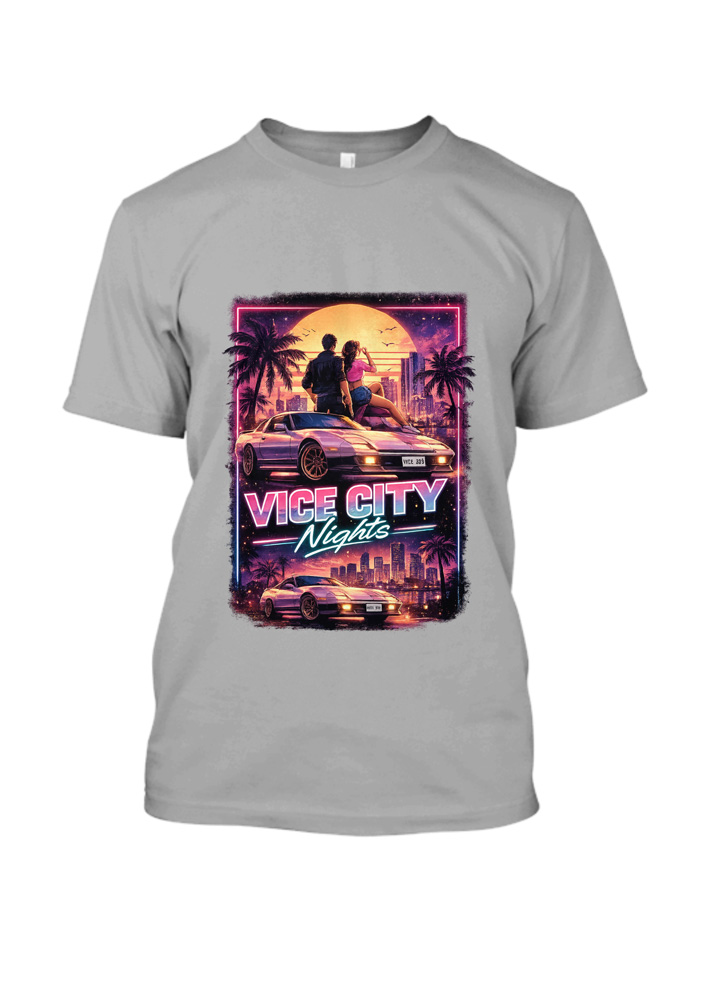gta6-vice-city-gray Կարճաթև շապիկ GTA6 Vice City Nights