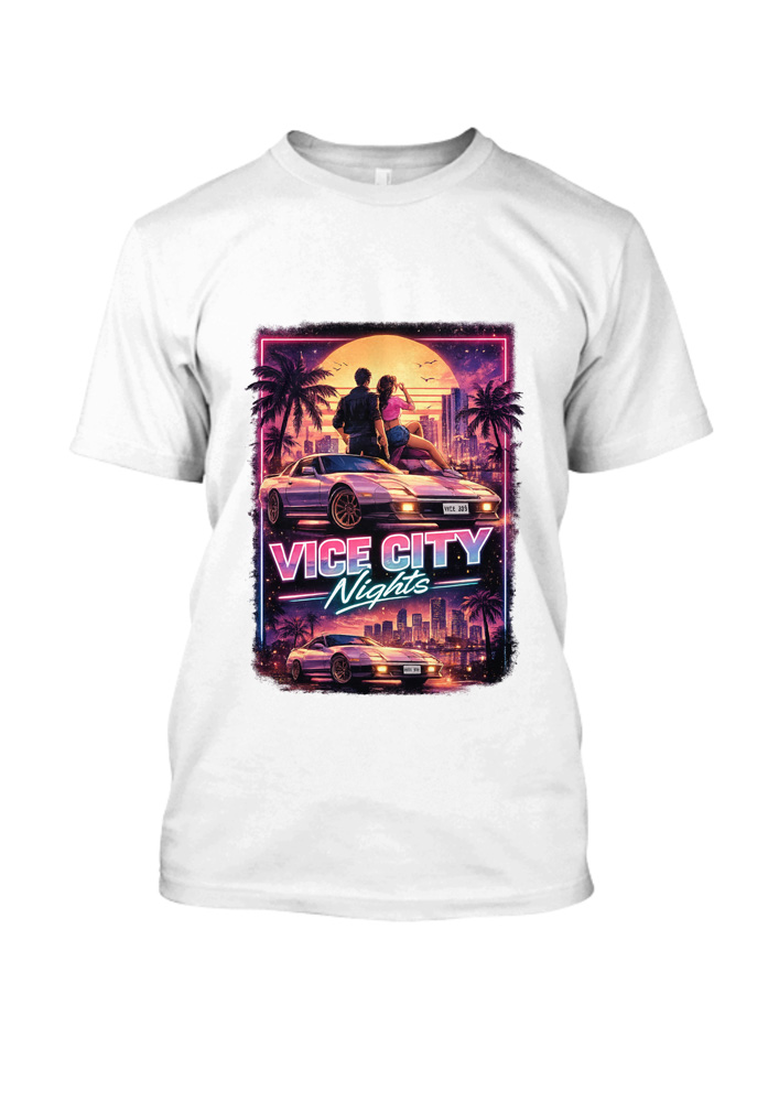 gta6-vice-city-white Կարճաթև շապիկ GTA6 Vice City Nights